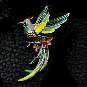 Exotic Bird Brooch Pendant NWT